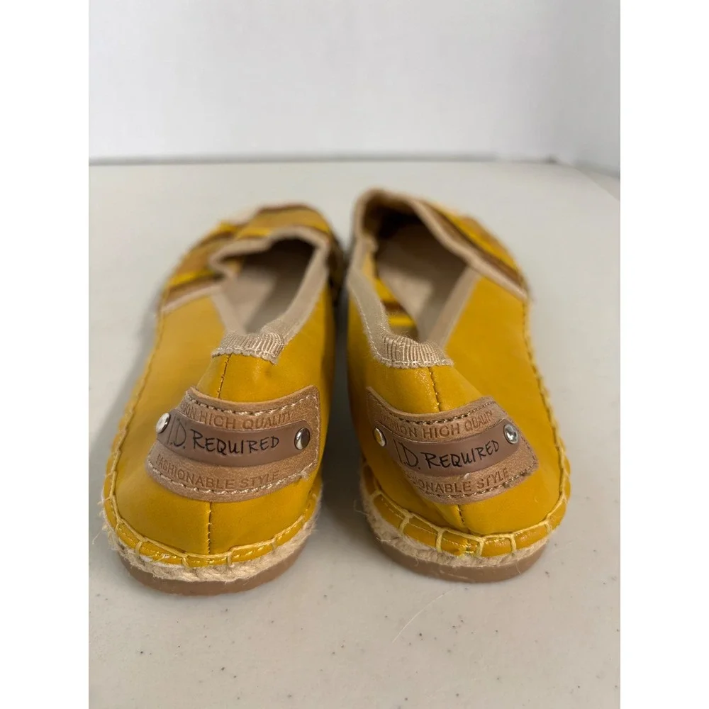 I.D. Required Womens Yellow Striped Espadrille Flats Shoes Star Sole Size 8M‎